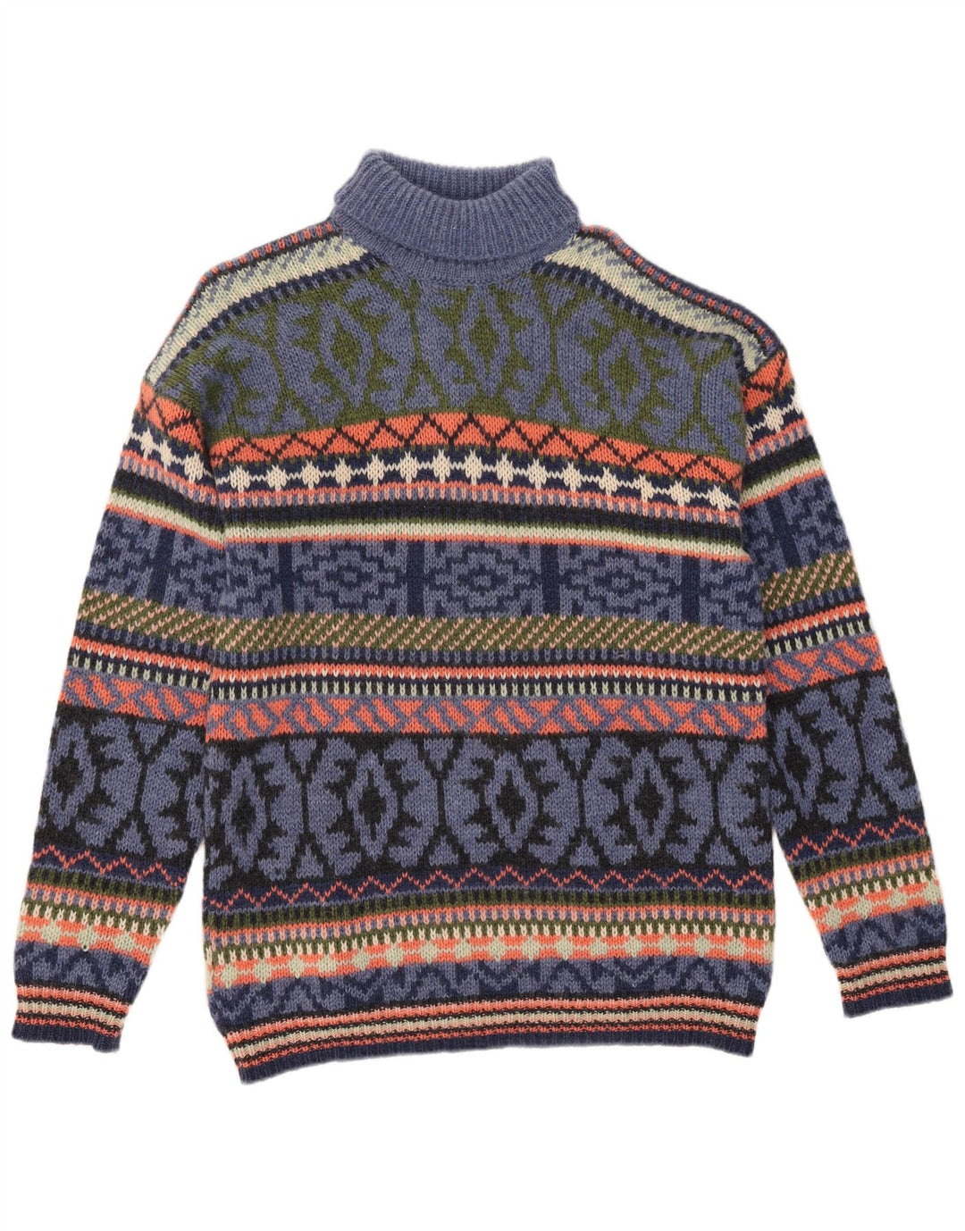 S. Moritz Suéter tipo jersey con cuello vuelto para hombre Lana azul Fair Isle grande