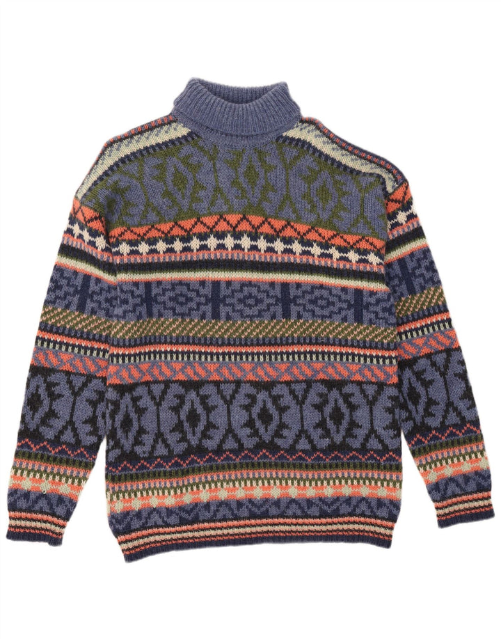 S. Moritz Suéter tipo jersey con cuello vuelto para hombre Lana azul Fair Isle grande