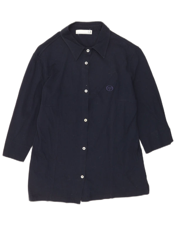 Sergio Tacchini Blusa de manga 3/4 para mujer UK 40 XL Algodón azul marino