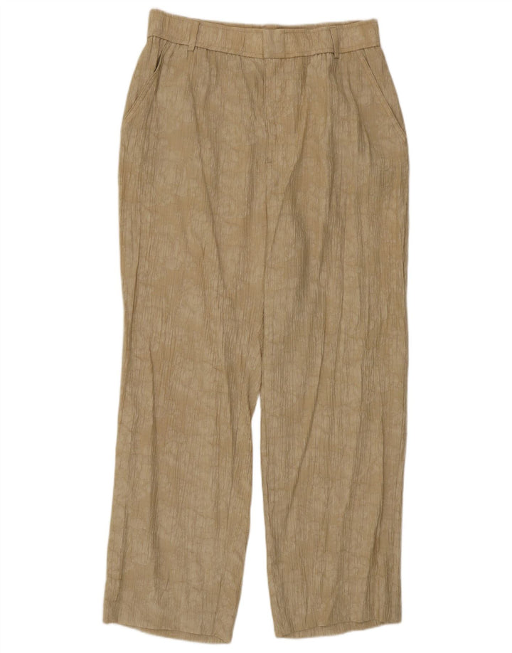 Zara Mujer Pantalones Casuales Rectos Con Estampado Abstracto Mediano W30 L26 Beige