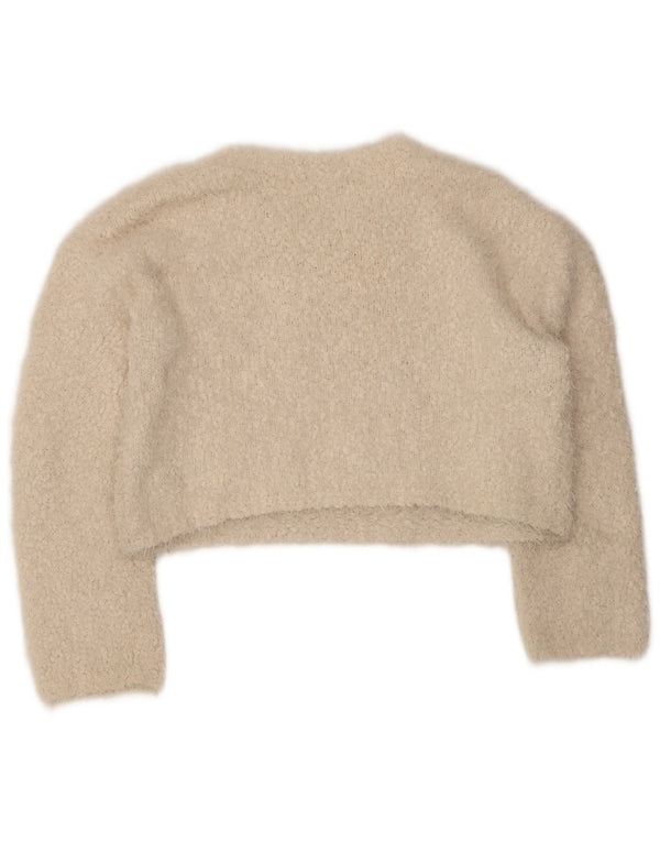 Zara Mujer Crop Boat Neck Jumper Sweater UK 44 Medio Beige Poliéster