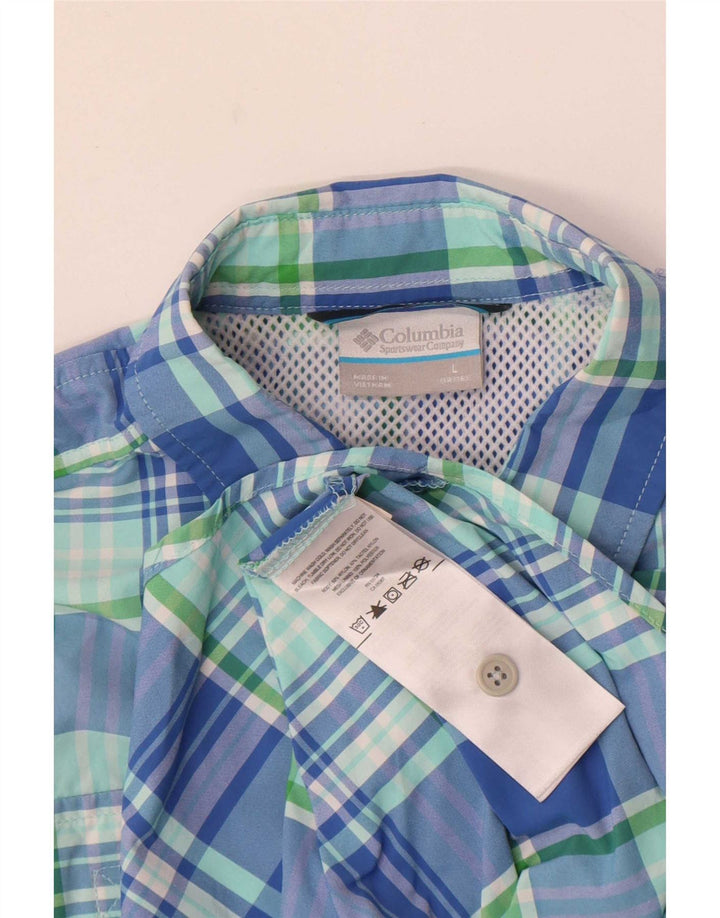 Camisa Columbia para niño de 11 a 12 años, talla grande, nailon a cuadros azules