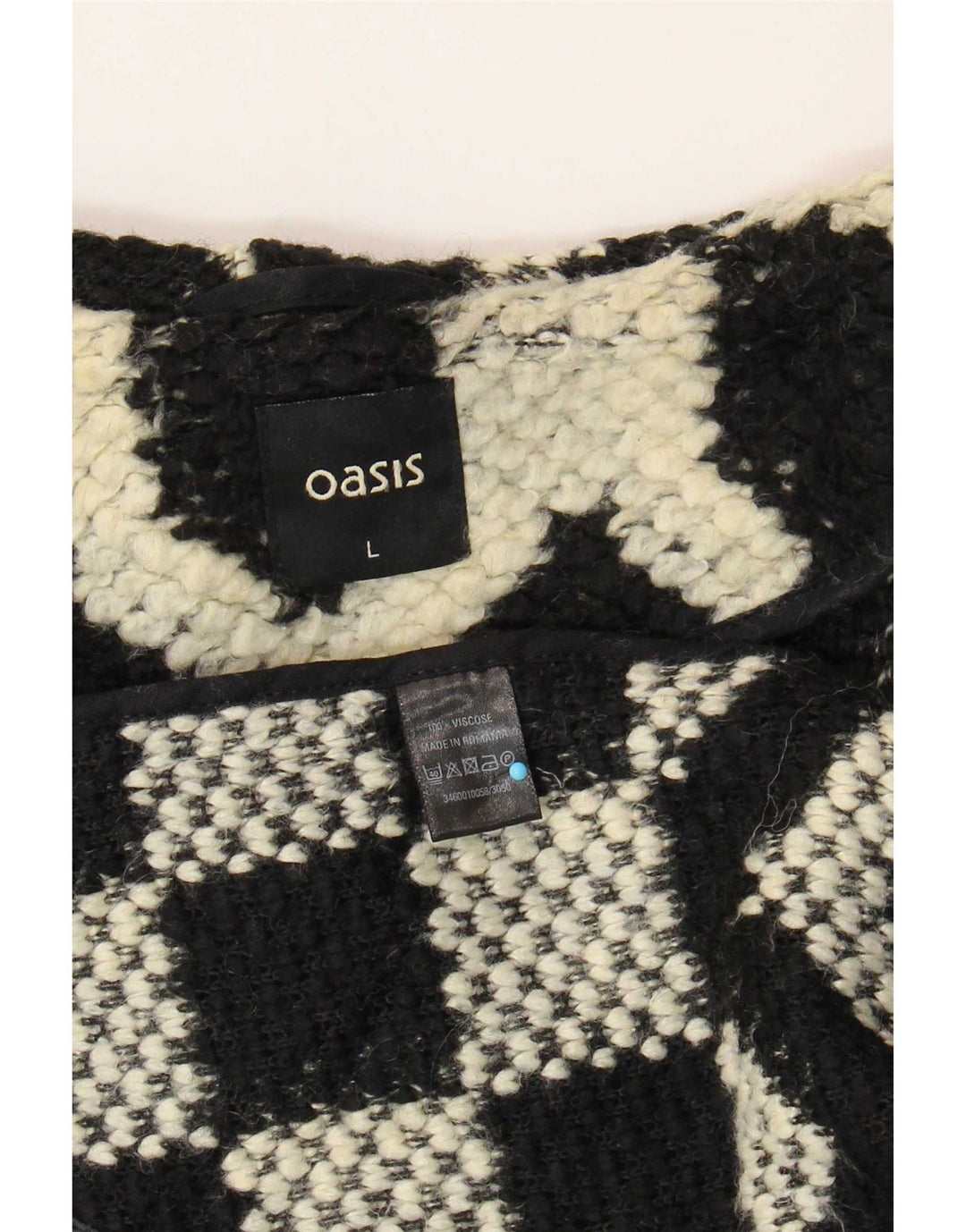Abrigo Oasis para mujer UK 46 Viscosa geométrica negra grande
