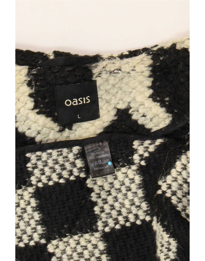 Abrigo Oasis para mujer UK 46 Viscosa geométrica negra grande