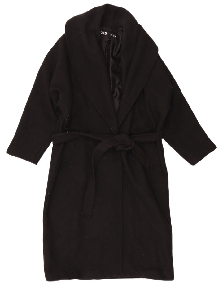 Zara Mujer Abrigo UK 44 Mediano Negro