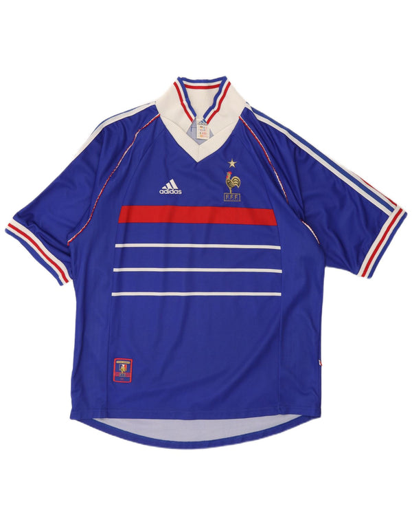 Adidas Hombre Francia Local 1998 Camiseta De Fútbol XL Azul Colorblock Poliéster