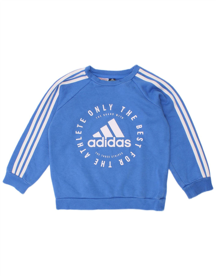 Adidas Boys Graphic Sudadera Jumper 2-3 años Azul Algodón