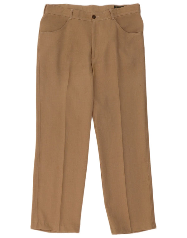 Farah Hombre Pantalones Casuales Rectos W34 L29 Poliéster Beige