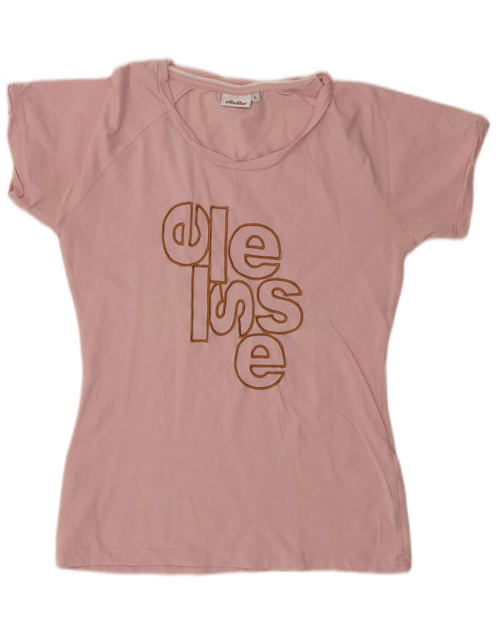 Ellesse Camiseta gráfica para mujer Top UK 44 Grande Algodón rosa