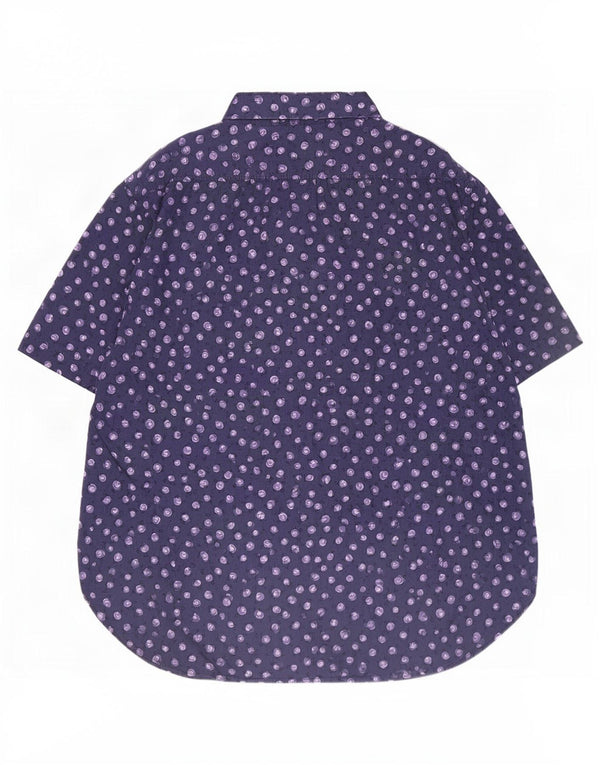Stefanel Camisa de manga corta con estampado abstracto para hombre Algodón azul marino mediano