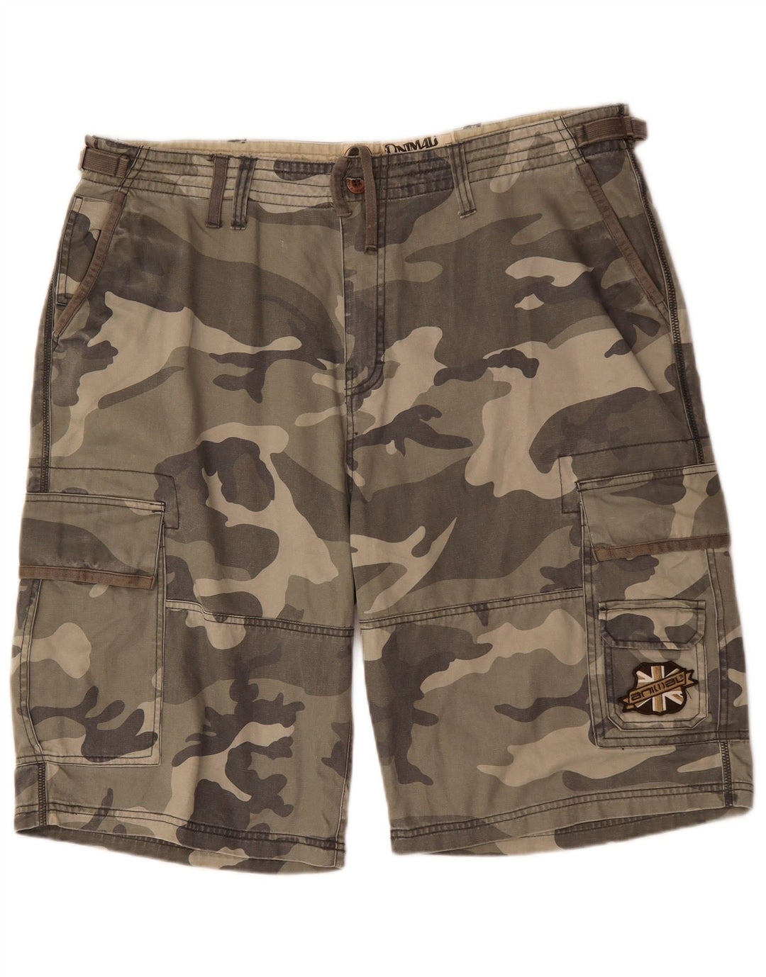 ANIMAL Pantalones cortos cargo para hombre 2XL W42 Caqui Camuflaje Algodón