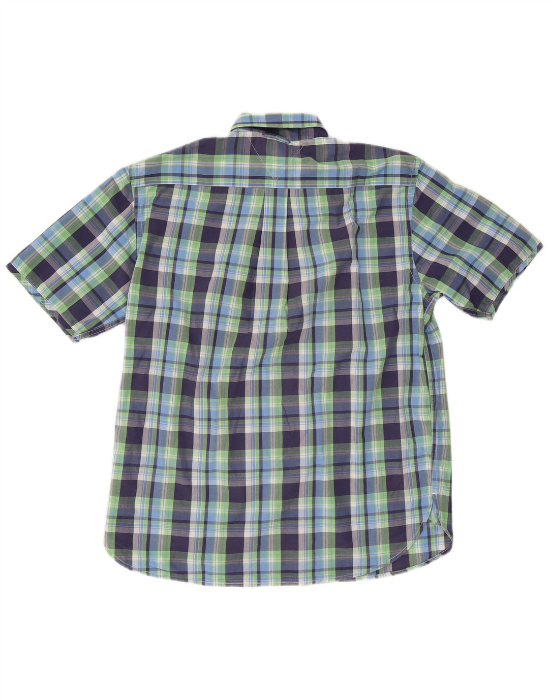 Tommy Hilfiger Camisa de manga corta de corte regular para hombre de algodón a cuadros azul medio