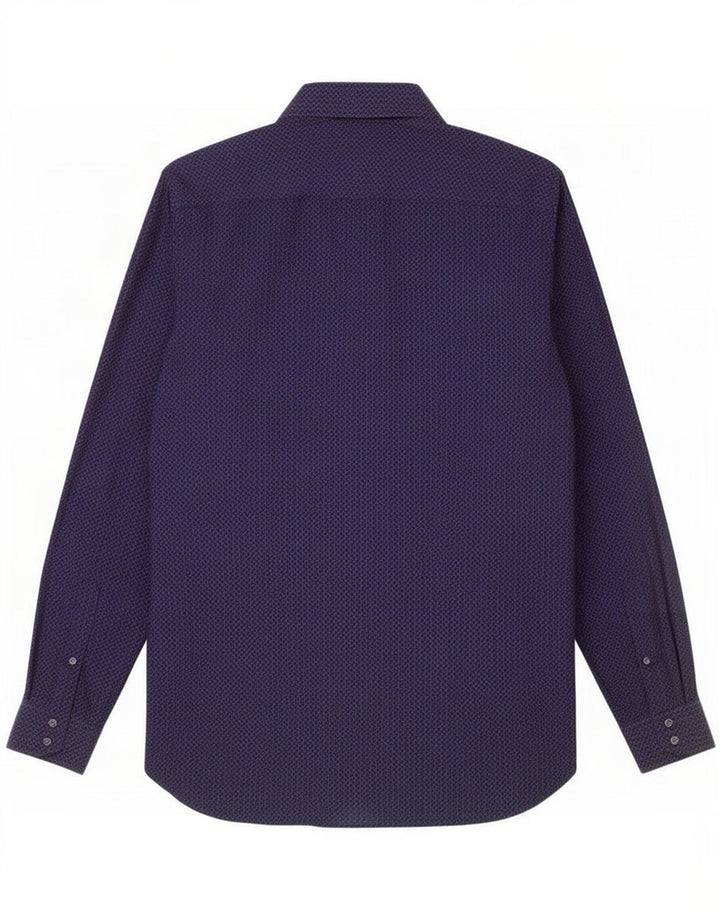 Ted Baker Camisa para hombre Talla 16 Grande Azul marino Algodón geométrico