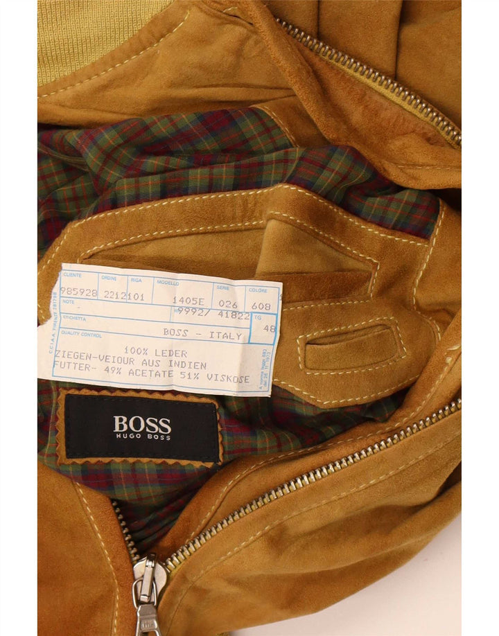Hugo Boss Chaqueta bomber de ante holgada para hombre EU 48 Cuero marrón medio