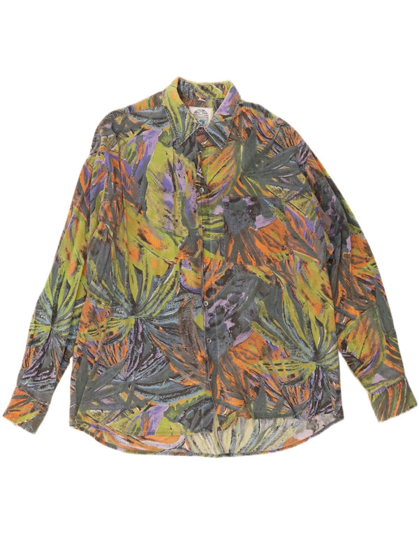 VINTAGE Camisa con estampado abstracto para hombre Talla 43/44 XL Multicolor