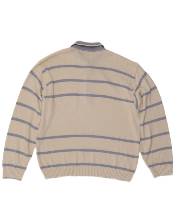 Maselli Jersey de cuello polo para hombre IT 52 Large White Stripe Cotton