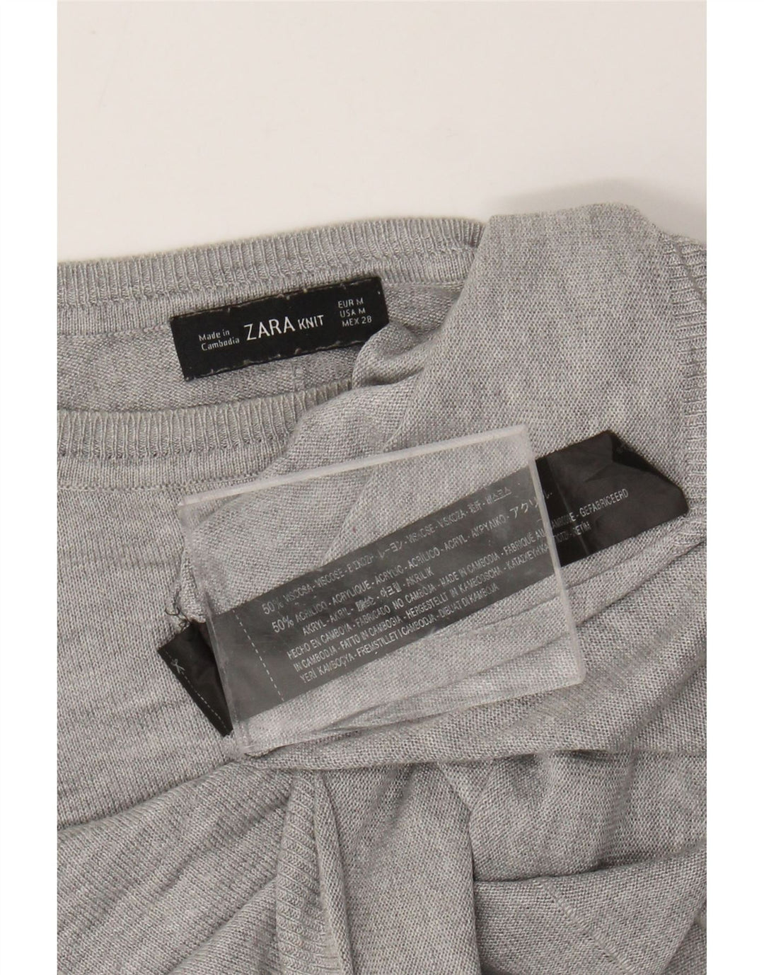 ZARA Jersey con cuello barco para mujer UK 44 Viscosa moteada gris medio