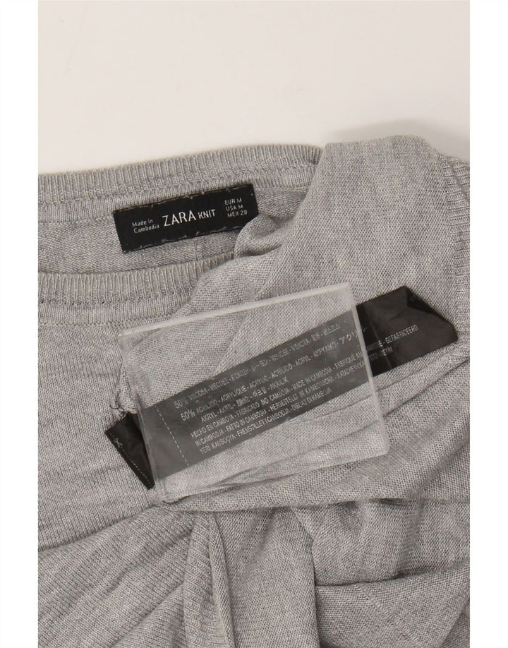 ZARA Jersey con cuello barco para mujer UK 44 Viscosa moteada gris medio