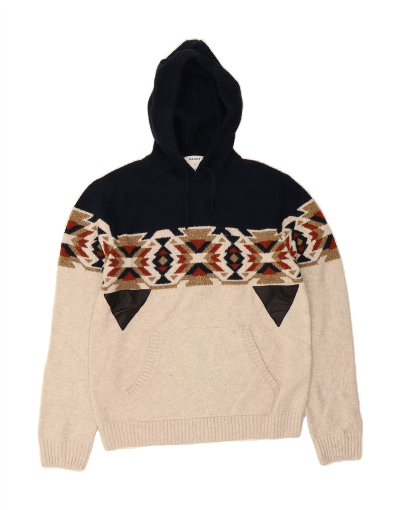 OLD NAVY Mens Jumper Sweater Medium Navy Blue Fair Isle Cotton Vintage Old Navy and Second-Hand Old Navy from Messina Hembry 