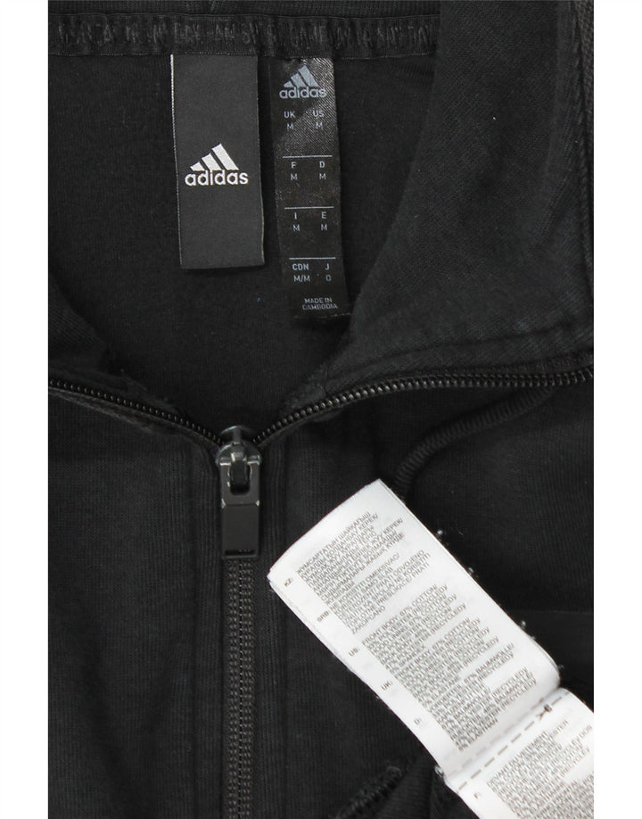 Adidas - Sudadera con capucha y cremallera para hombre, algodón negro mediano