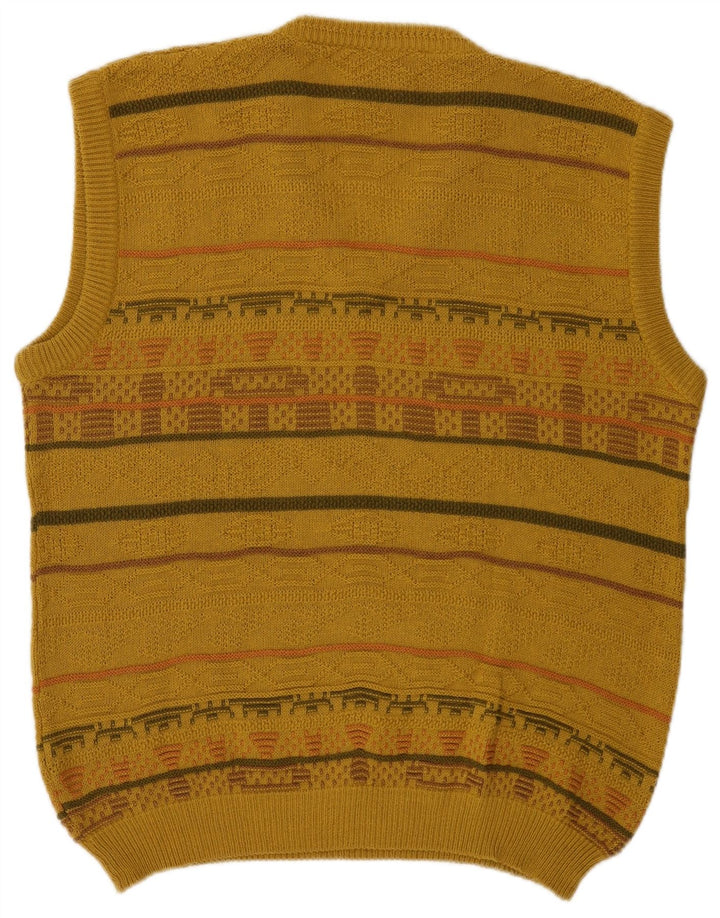 Gino diRoma Camiseta sin mangas para hombre IT 50 Algodón Fair Isle amarillo mediano
