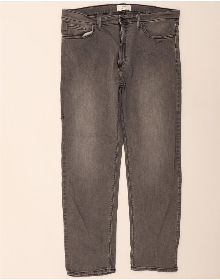 Marks & Spencer Vaqueros rectos para hombre W38 L33 Algodón gris