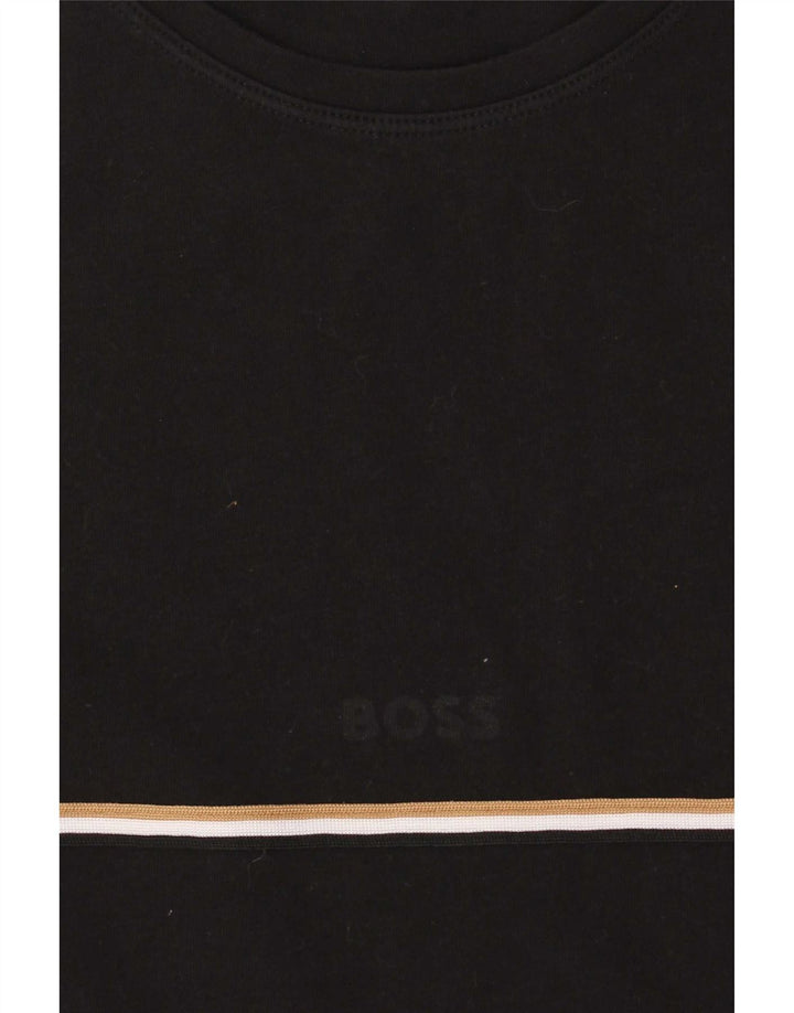 Hugo Boss Hombre Camiseta Top Medium Negro Algodón
