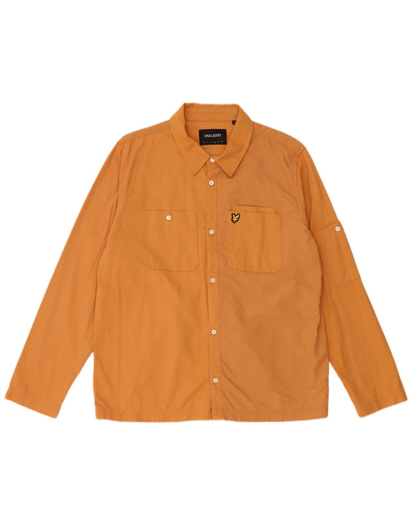 LYLE & SCOTT Camisa para hombre grande naranja algodón