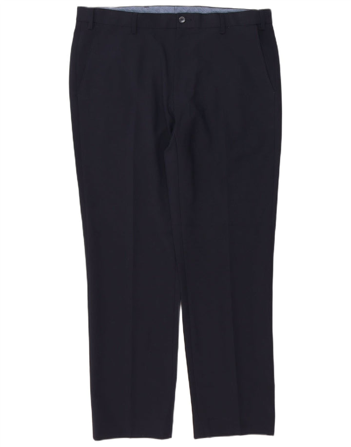 Marks & Spencer Pantalón chino de corte regular para hombre W36 L31 Poliéster azul marino