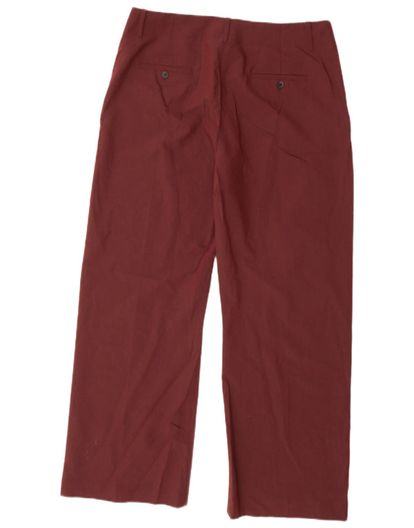 Zara Mujer Pantalón Chino Loose Fit XL W32 L30 Poliéster Burdeos