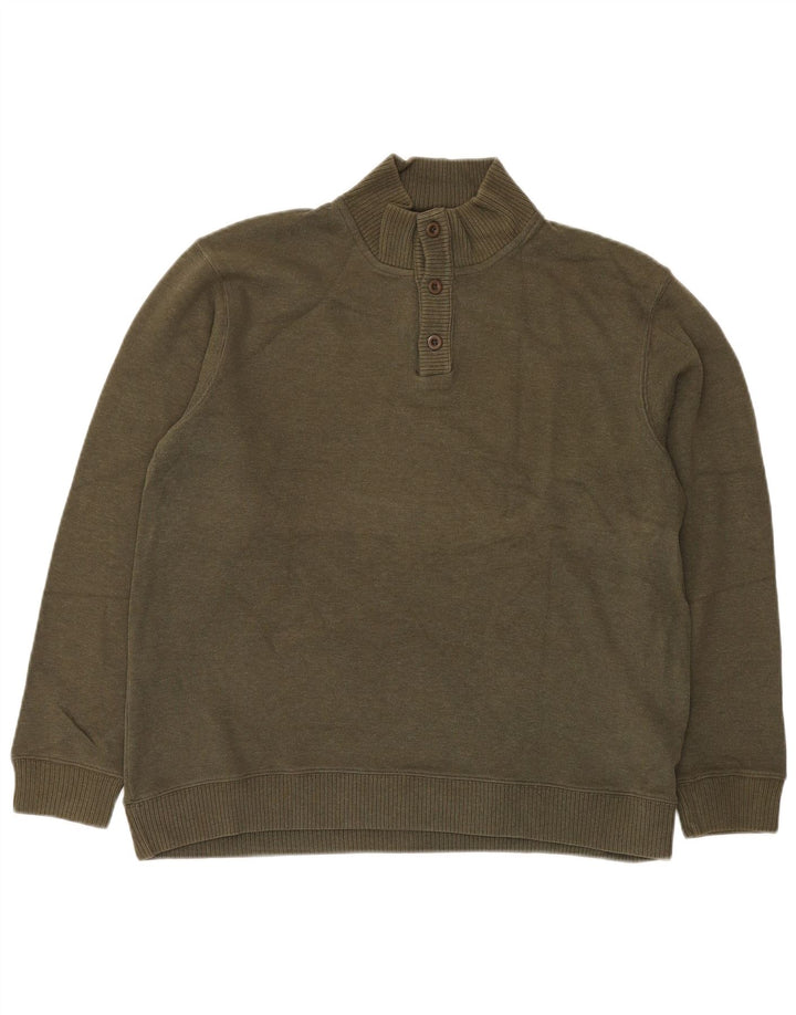 EDDIE BAUER Jersey con cuello y botones para hombre de algodón caqui medio