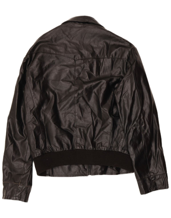 Chaqueta de cuero vintage para hombre Reino Unido 42 XL cuero negro