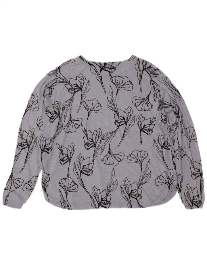 MARKS & SPENCER Suéter tipo jersey con cuello barco para mujer UK 40 XL Azul Floral