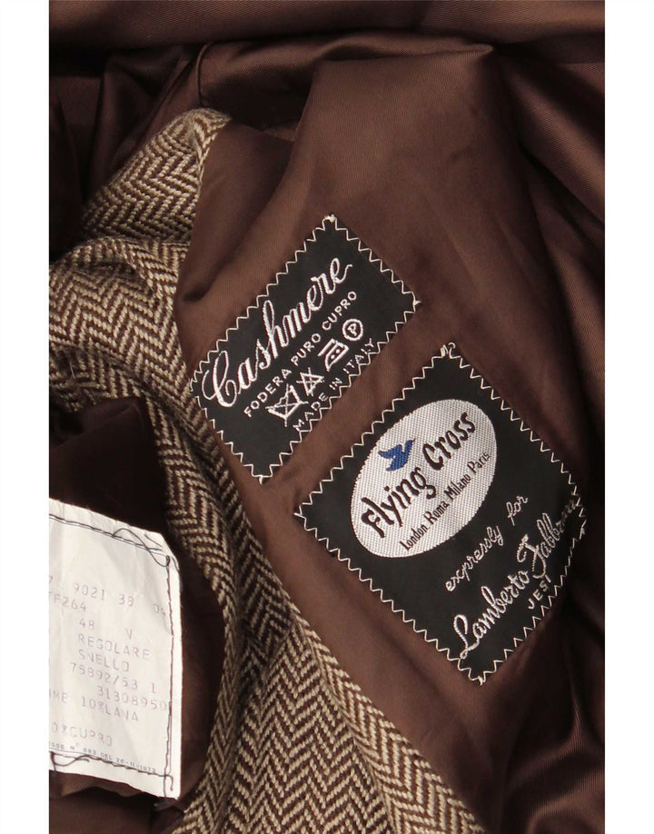 Abrigo para hombre Flying Cross IT 48 Cachemira en espiga marrón medio