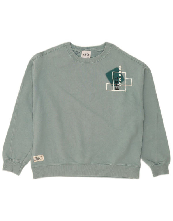 Zara Boys Graphic Sudadera Jumper 13-14 Años Azul Algodón