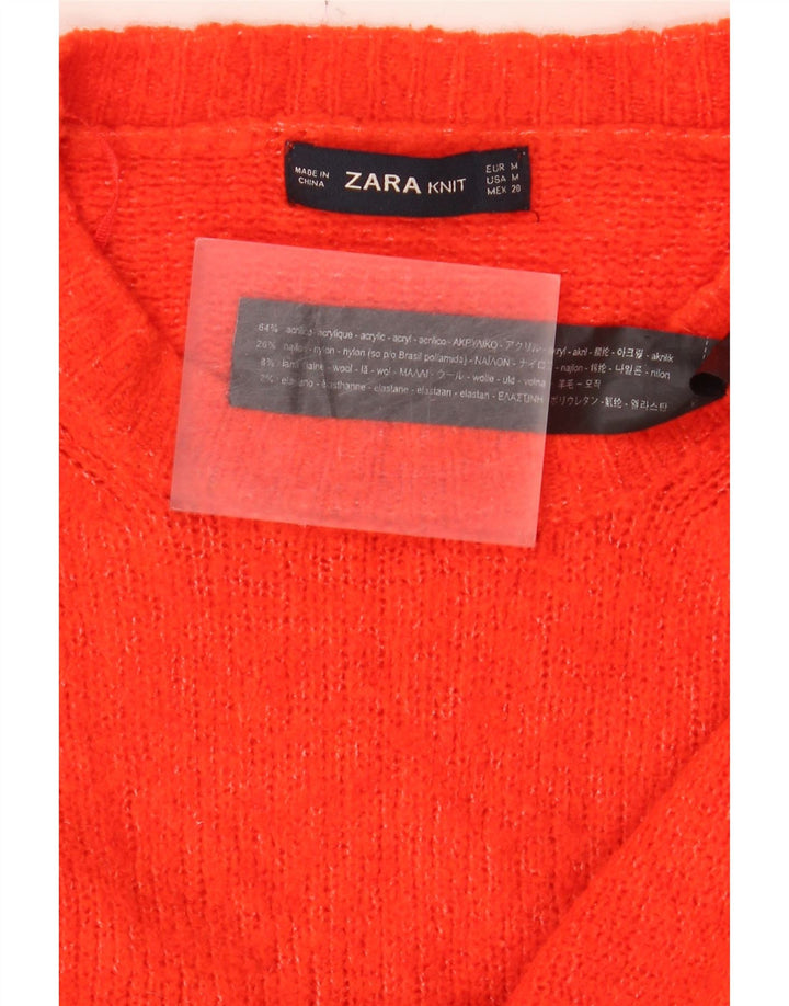 Zara Suéter Largo De Cuello Redondo De Gran Tamaño para Mujer UK 44 Medio Rojo