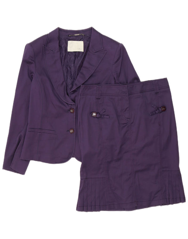 Byblos Conjunto de falda de 2 botones para mujer US 12 grande W32 algodón morado