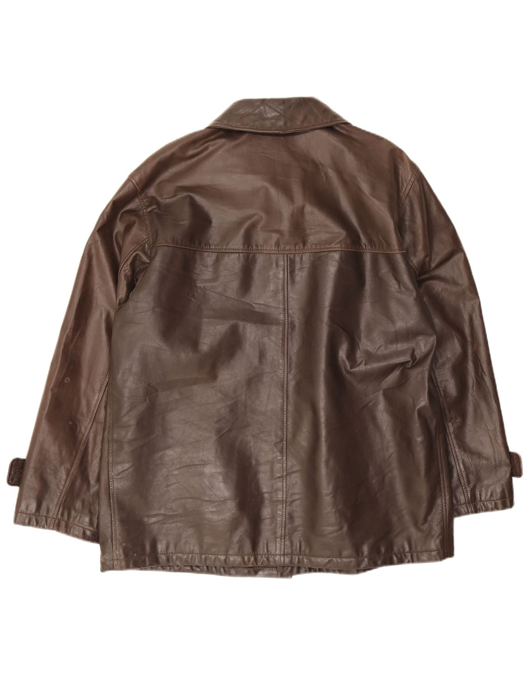 Vintage hombres chaqueta de cuero suelta ajuste IT 48 cuero marrón medio