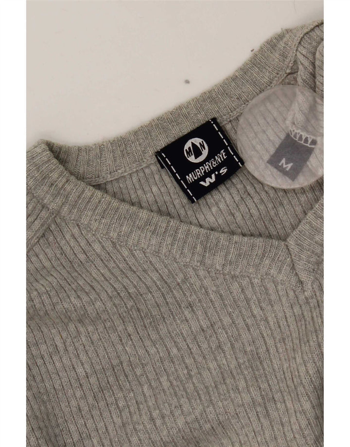 Murphy & Nye Suéter corto con cuello en V para mujer UK 40 Gris medio