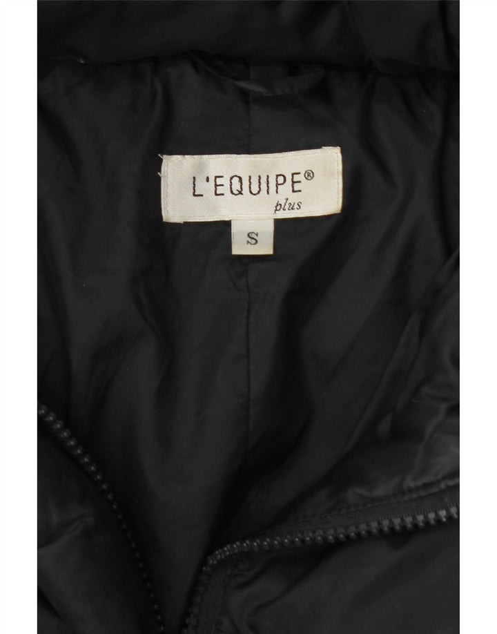 L'EQUIPE Abrigo acolchado con capucha para mujer UK 10 Small Black