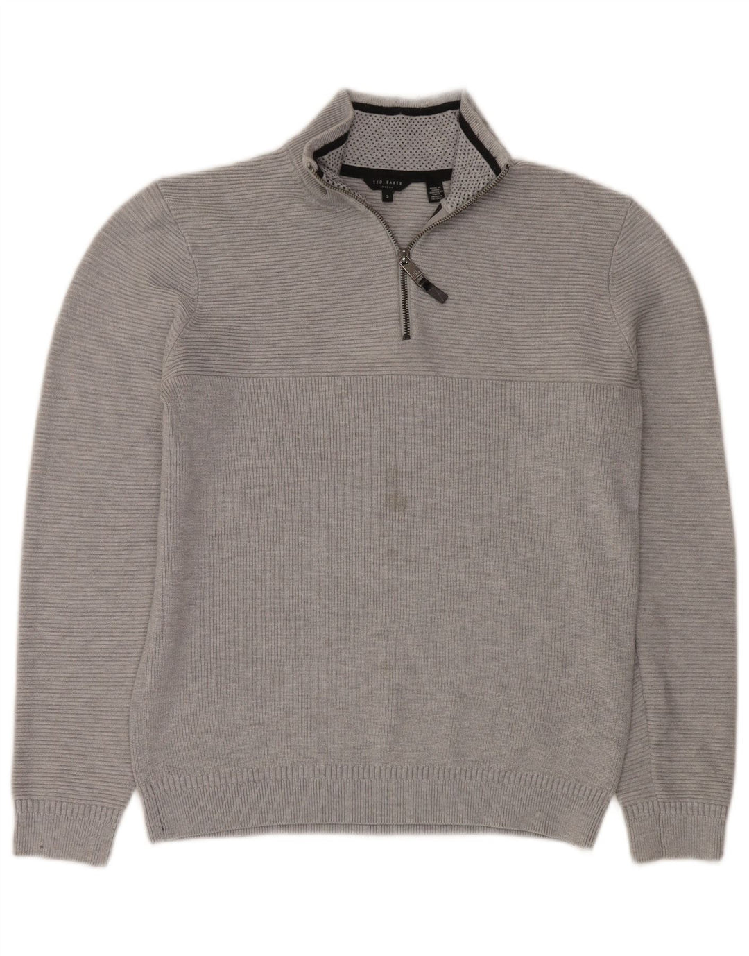 Ted Baker - Jersey para hombre con cremallera y cuello, talla 3, poliéster gris medio