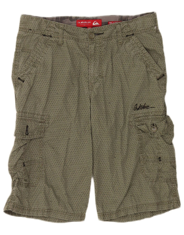 Quiksilver Shorts cargo para niños 13-14 años W28 Algodón geométrico caqui