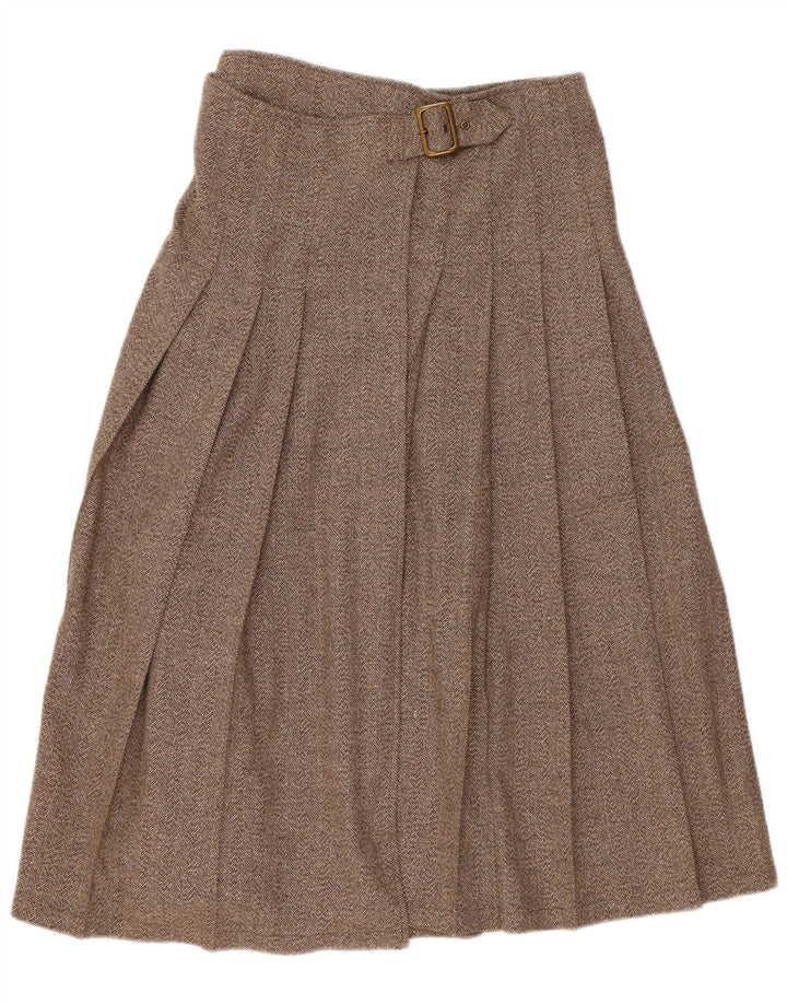 Falda envolvente plisada vintage para mujer IT 44 Mediana W30 Espiga marrón
