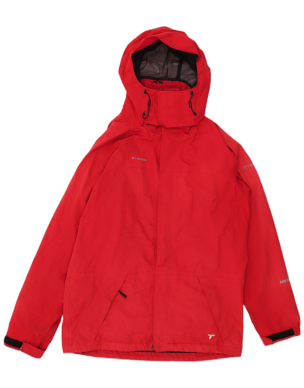 Columbia Chaqueta impermeable con capucha Titanium para hombre Reino Unido 38 Poliéster rojo mediano
