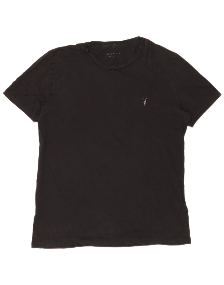 Camiseta All Saints para hombre, talla grande, algodón negro