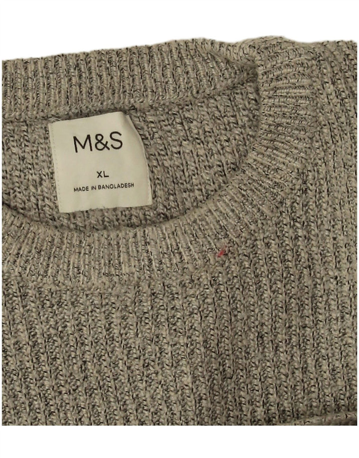Marks & Spencer Jersey de cuello redondo para hombre XL Gris Poliamida