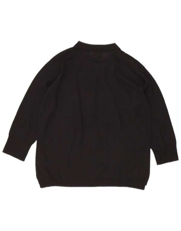 Zara Suéter tipo jersey con cuello polo y manga 3/4 para mujer UK 40 Lana negra mediana