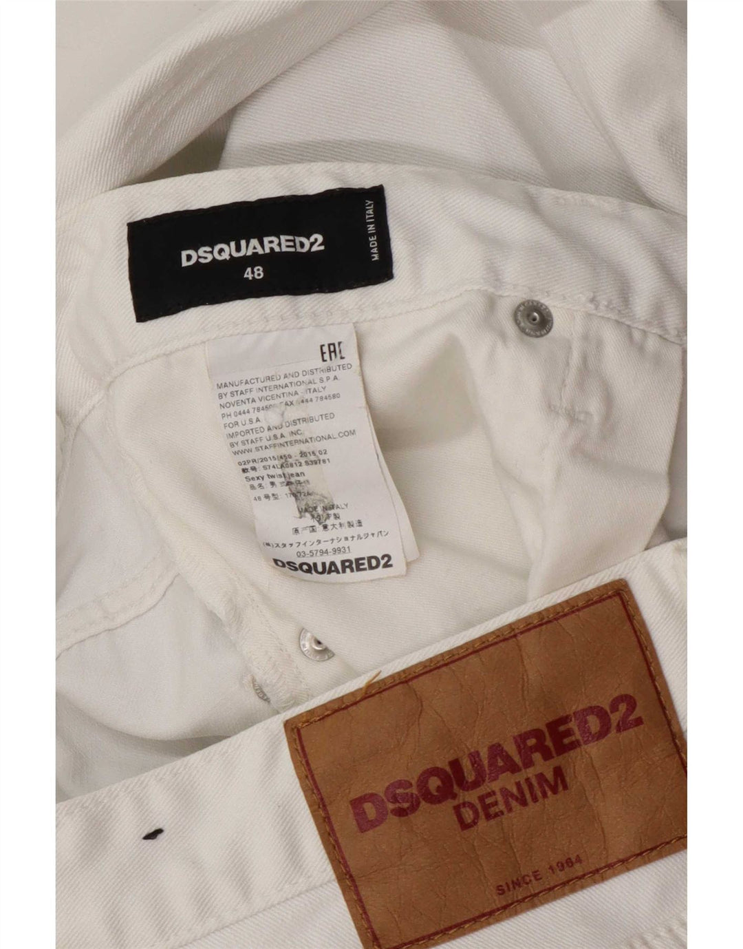 Vaqueros ajustados desgastados para hombre Dsquared2 W36 L28 Algodón blanco