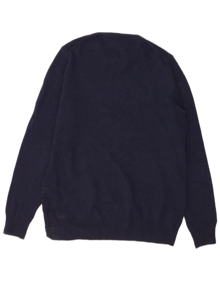 Marks & Spencer Jersey de cuello redondo para hombre de lana de cordero azul marino mediano