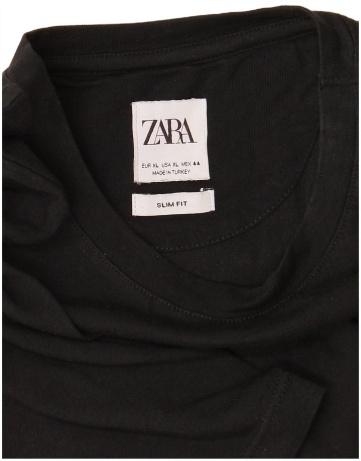 ZARA Hombre Camiseta Slim Fit Top XL Negro